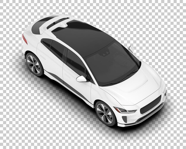 Auto de la ciudad blanco sobre un fondo transparente Ilustración de renderización 3D