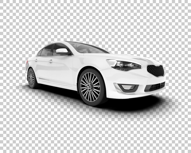 Auto de la ciudad blanco sobre un fondo transparente Ilustración de renderización 3D