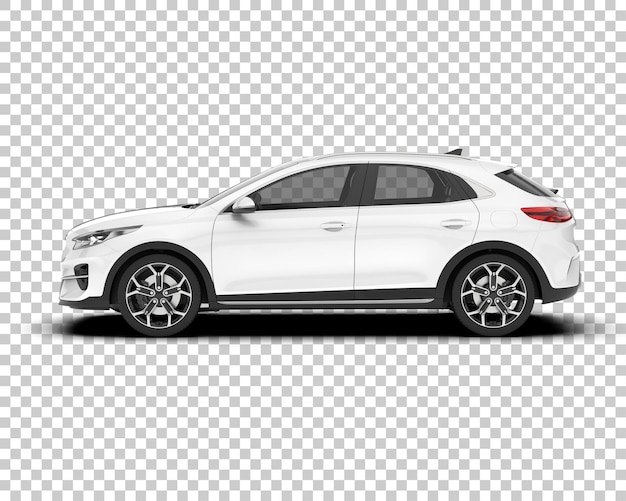 Auto de la ciudad blanco sobre un fondo transparente Ilustración de renderización 3D