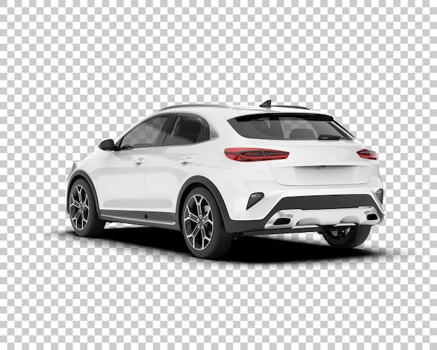 Auto de la ciudad blanco sobre un fondo transparente Ilustración de renderización 3D