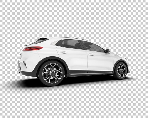 Auto de la ciudad blanco sobre un fondo transparente Ilustración de renderización 3D