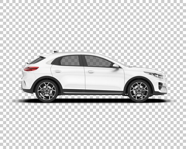 Auto de la ciudad blanco sobre un fondo transparente Ilustración de renderización 3D