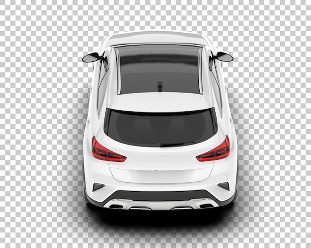 Auto de la ciudad blanco sobre un fondo transparente Ilustración de renderización 3D