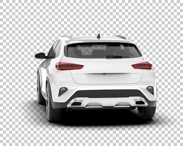 Auto de la ciudad blanco sobre un fondo transparente Ilustración de renderización 3D