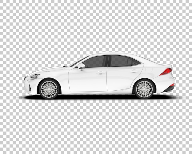Auto de la ciudad blanco sobre un fondo transparente Ilustración de renderización 3D