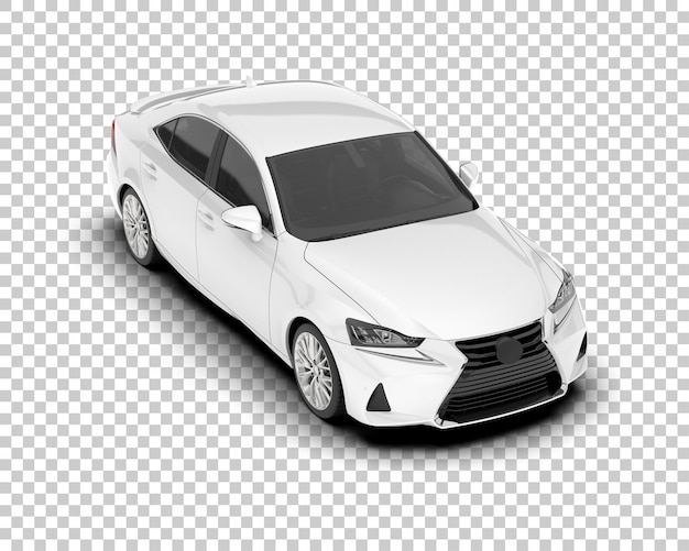 Auto de la ciudad blanco sobre un fondo transparente Ilustración de renderización 3D