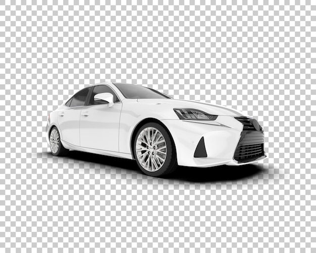 Auto de la ciudad blanco sobre un fondo transparente Ilustración de renderización 3D