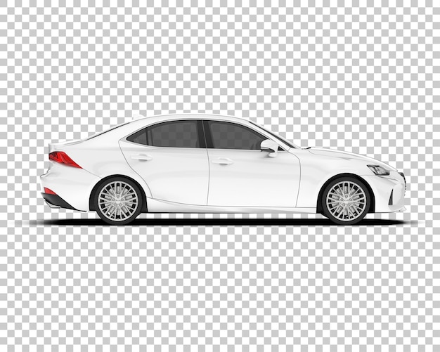 Auto de la ciudad blanco sobre un fondo transparente Ilustración de renderización 3D