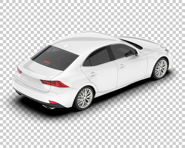 Auto de la ciudad blanco sobre un fondo transparente Ilustración de renderización 3D