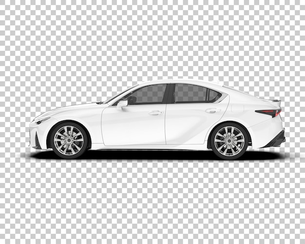Auto de la ciudad blanco sobre un fondo transparente Ilustración de renderización 3D