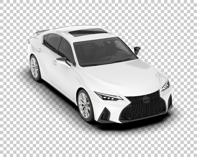 Auto de la ciudad blanco sobre un fondo transparente Ilustración de renderización 3D