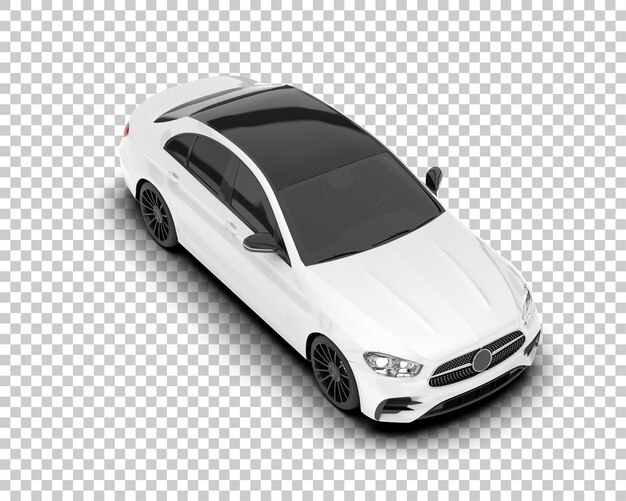 Auto de la ciudad blanco sobre un fondo transparente Ilustración de renderización 3D