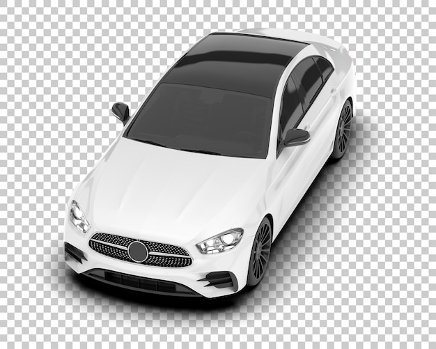 Auto de la ciudad blanco sobre un fondo transparente Ilustración de renderización 3D