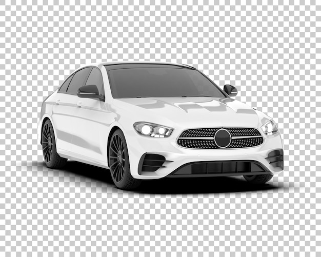 Auto de la ciudad blanco sobre un fondo transparente Ilustración de renderización 3D