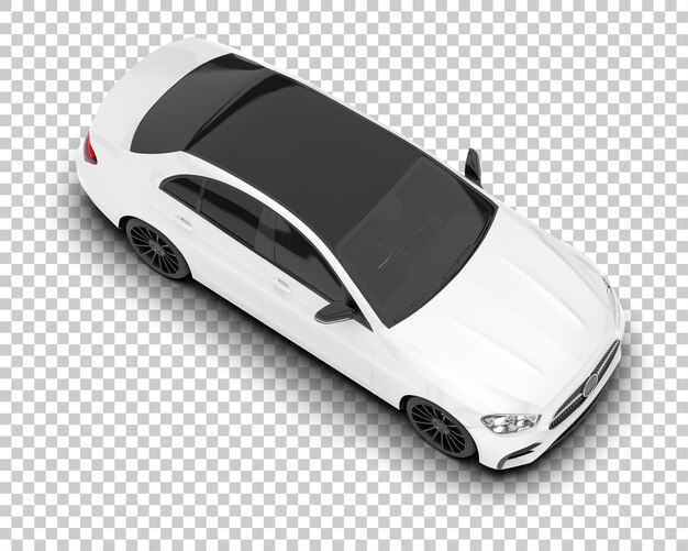 Auto de la ciudad blanco sobre un fondo transparente Ilustración de renderización 3D