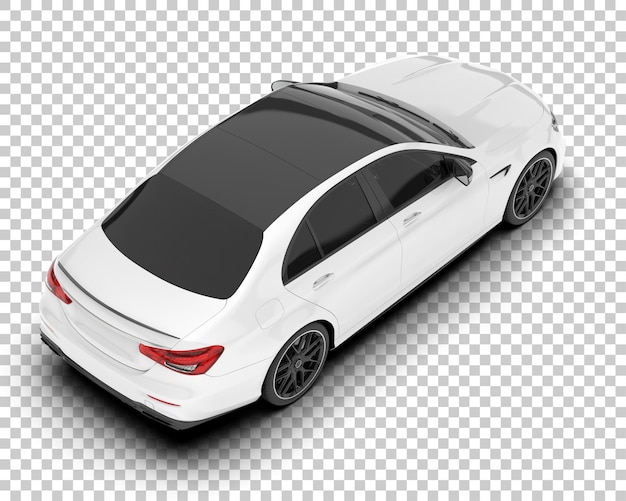 Auto de la ciudad blanco sobre un fondo transparente Ilustración de renderización 3D