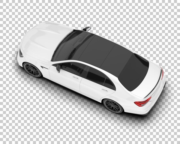 Auto de la ciudad blanco sobre un fondo transparente Ilustración de renderización 3D