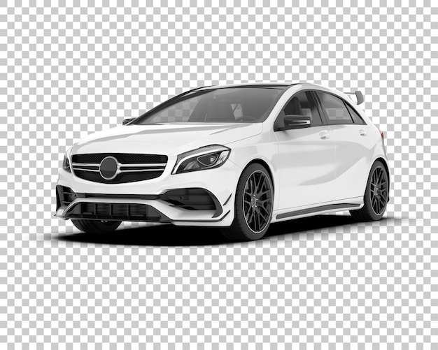 Auto de la ciudad blanco sobre un fondo transparente Ilustración de renderización 3D