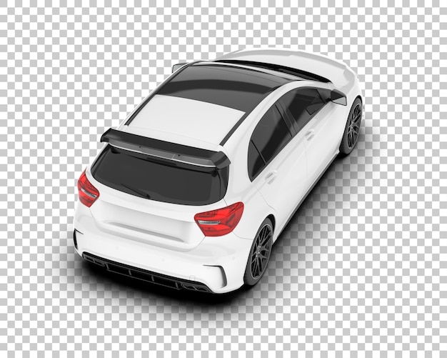 Auto de la ciudad blanco sobre un fondo transparente Ilustración de renderización 3D