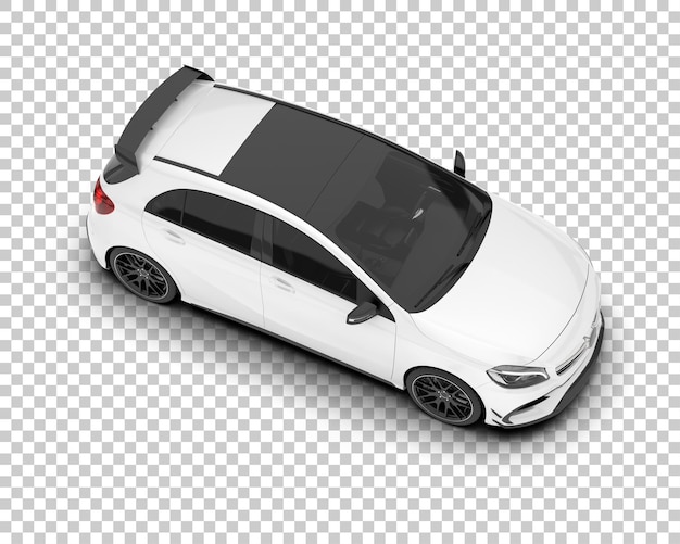 Auto de la ciudad blanco sobre un fondo transparente Ilustración de renderización 3D
