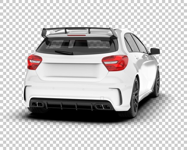 Auto de la ciudad blanco sobre un fondo transparente Ilustración de renderización 3D