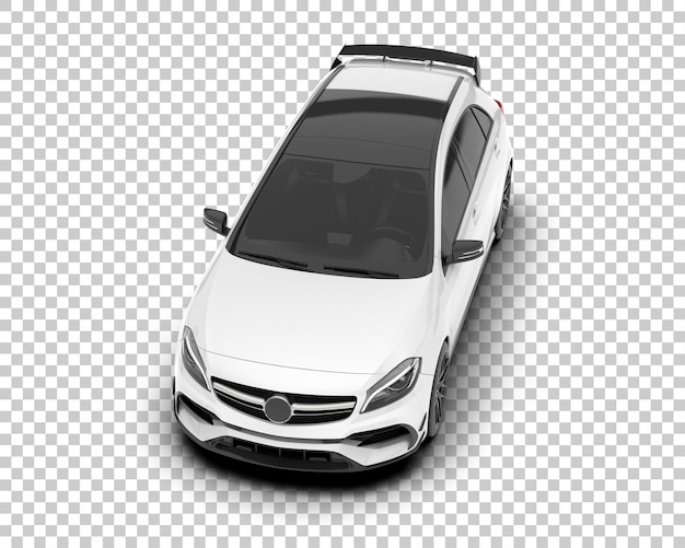 Auto de la ciudad blanco sobre un fondo transparente Ilustración de renderización 3D