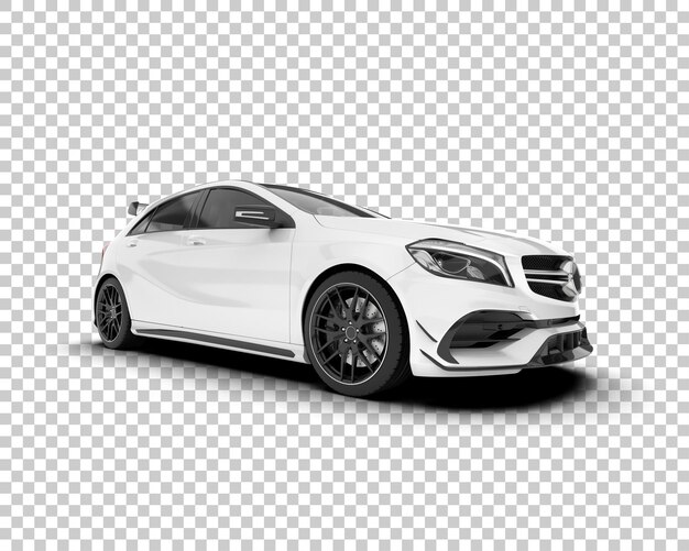 Auto de la ciudad blanco sobre un fondo transparente Ilustración de renderización 3D
