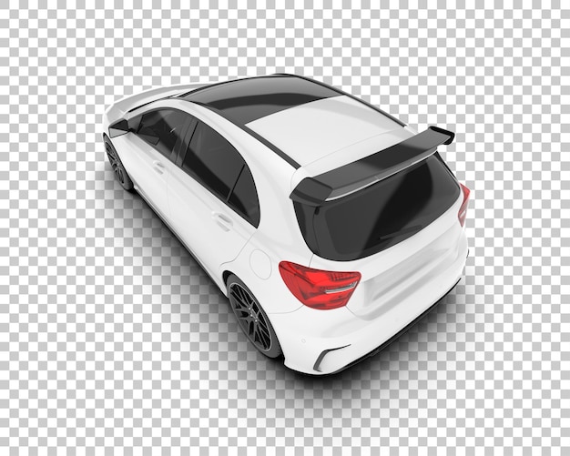Auto de la ciudad blanco sobre un fondo transparente Ilustración de renderización 3D