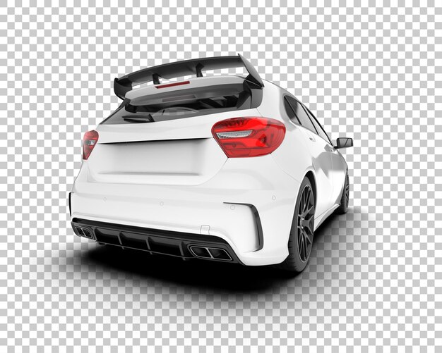 Auto de la ciudad blanco sobre un fondo transparente Ilustración de renderización 3D