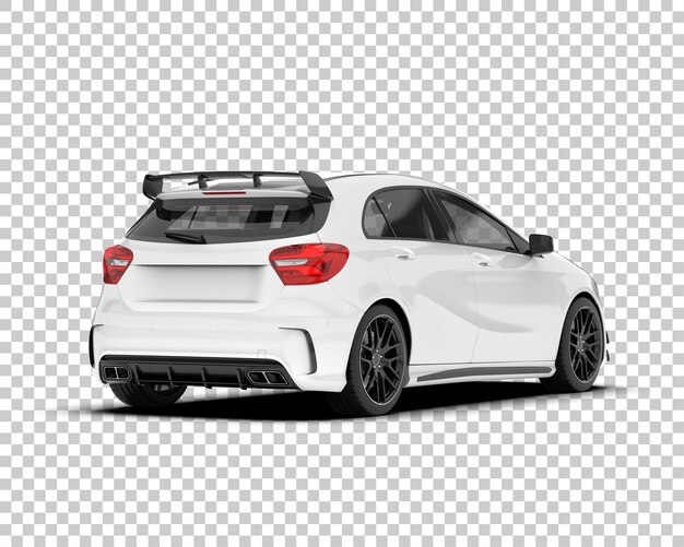 Auto de la ciudad blanco sobre un fondo transparente Ilustración de renderización 3D