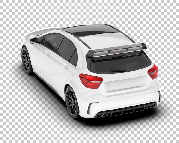 Auto de la ciudad blanco sobre un fondo transparente Ilustración de renderización 3D