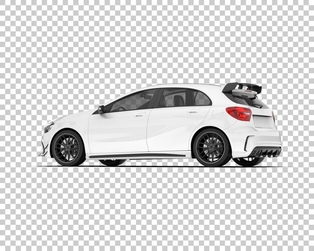 Auto de la ciudad blanco sobre un fondo transparente Ilustración de renderización 3D
