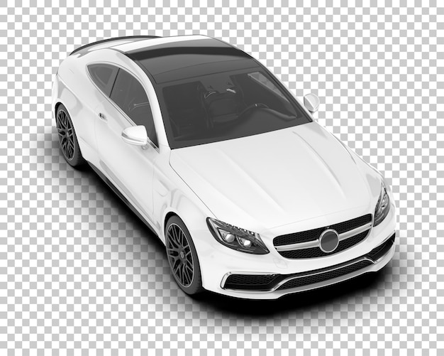 Auto de la ciudad blanco sobre un fondo transparente Ilustración de renderización 3D