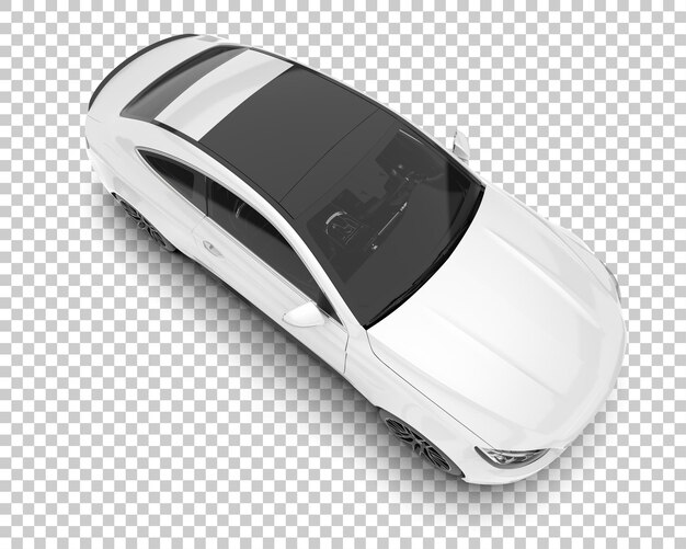 Auto de la ciudad blanco sobre un fondo transparente Ilustración de renderización 3D