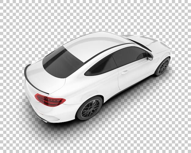 Auto de la ciudad blanco sobre un fondo transparente Ilustración de renderización 3D