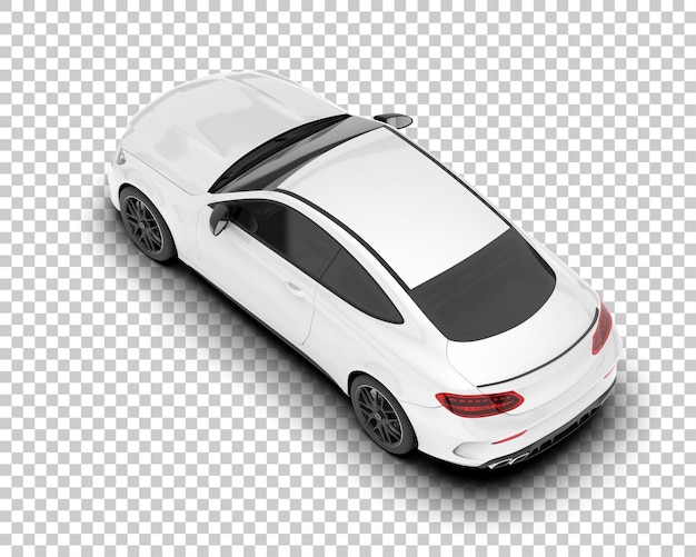 Auto de la ciudad blanco sobre un fondo transparente Ilustración de renderización 3D