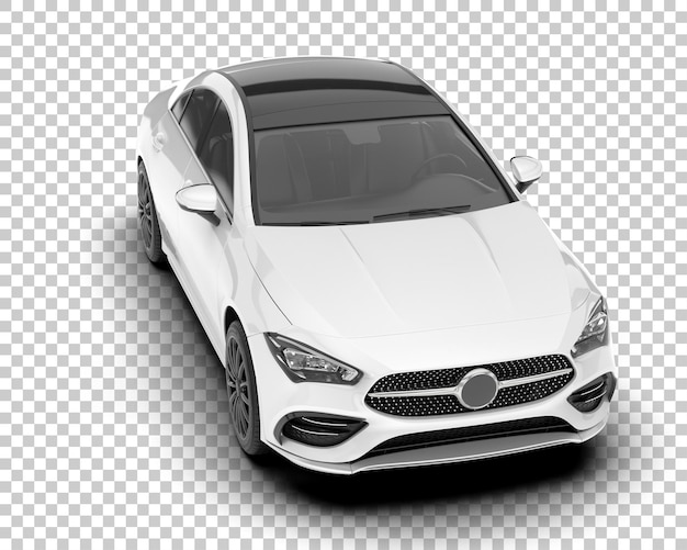 Auto de la ciudad blanco sobre un fondo transparente Ilustración de renderización 3D