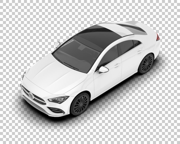 Auto de la ciudad blanco sobre un fondo transparente Ilustración de renderización 3D
