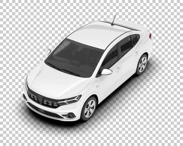 Auto de la ciudad blanco sobre un fondo transparente Ilustración de renderización 3D