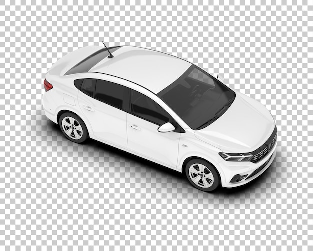 Auto de la ciudad blanco sobre un fondo transparente Ilustración de renderización 3D