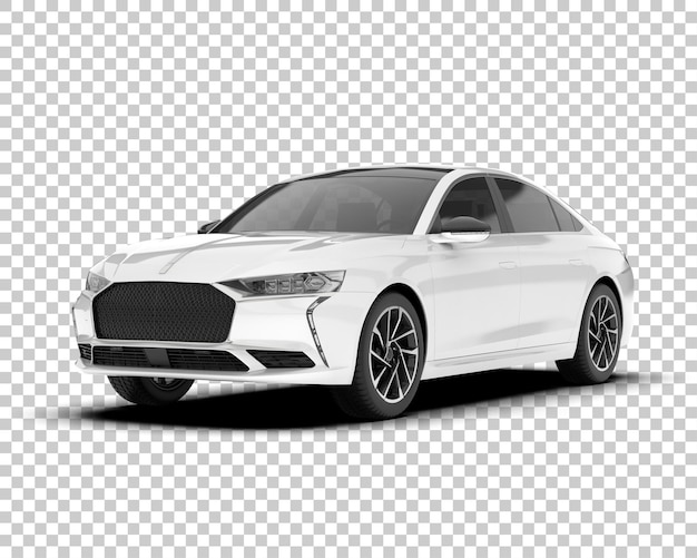 Auto de la ciudad blanco sobre un fondo transparente Ilustración de renderización 3D