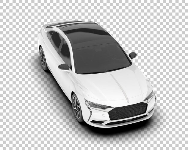 Auto de la ciudad blanco sobre un fondo transparente Ilustración de renderización 3D