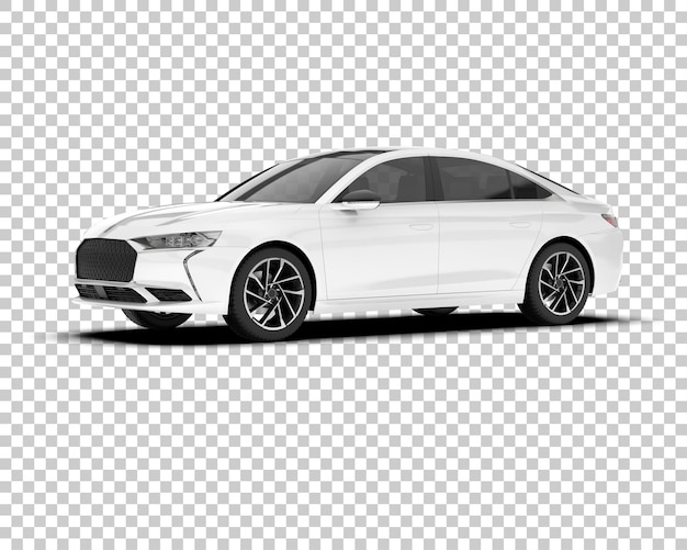 Auto de la ciudad blanco sobre un fondo transparente Ilustración de renderización 3D