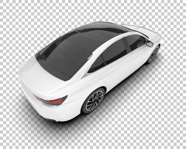 Auto de la ciudad blanco sobre un fondo transparente Ilustración de renderización 3D