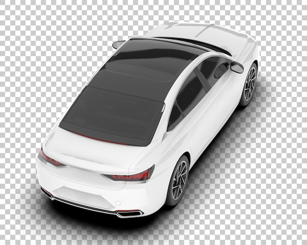 Auto de la ciudad blanco sobre un fondo transparente Ilustración de renderización 3D