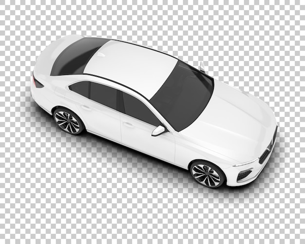 Auto de la ciudad blanco sobre un fondo transparente Ilustración de renderización 3D