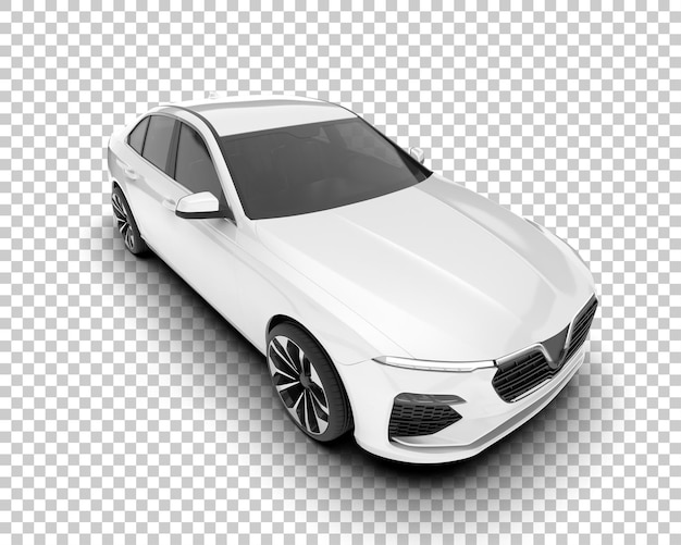 Auto de la ciudad blanco sobre un fondo transparente Ilustración de renderización 3D