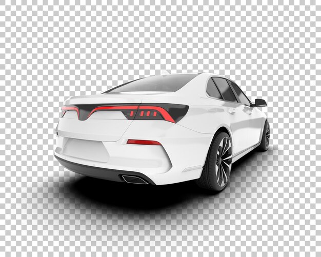 Auto de la ciudad blanco sobre un fondo transparente Ilustración de renderización 3D