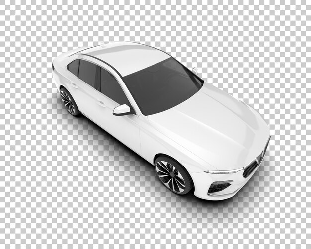 Auto de la ciudad blanco sobre un fondo transparente Ilustración de renderización 3D