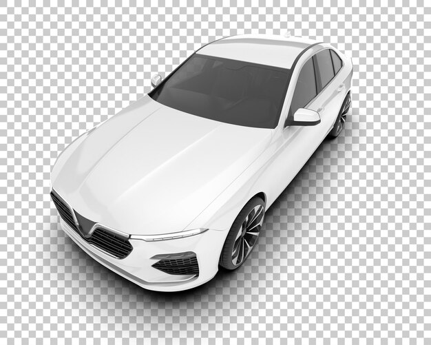 Auto de la ciudad blanco sobre un fondo transparente Ilustración de renderización 3D
